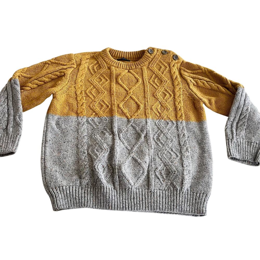 NEXT Boys Gray Mustard Cable Knit Sweater size 3-4
